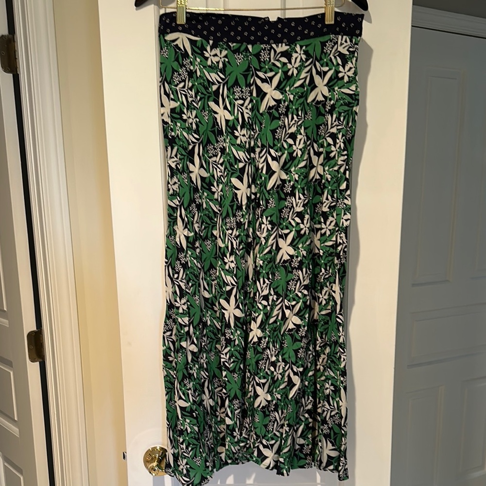 Floral Green and White Maxi Skirt